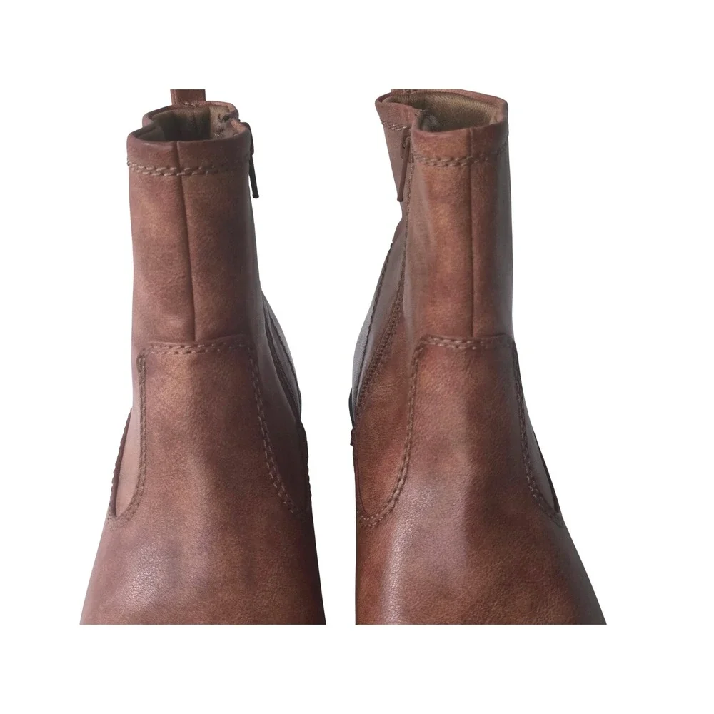Baretraps Boots Shane Ankle Booties Womens Size 8.5 Brown Zip Up Faux Leather
